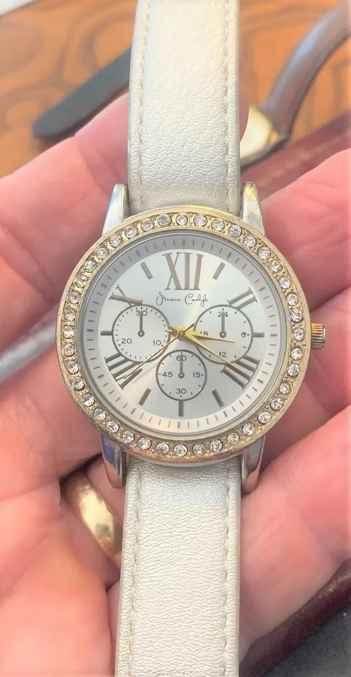 Women's Jessica Carlyle Wtch, Two Tone with Rhinestone Bezel, Chrono Style